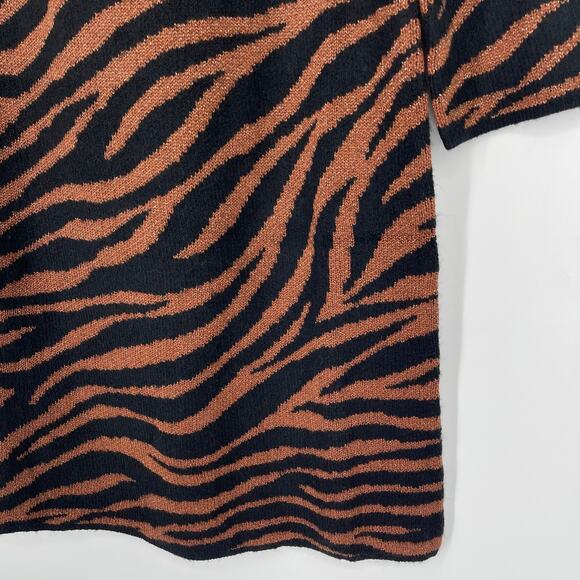 Ann Taylor Mockneck Animal Print Sweater Dress Medium NWT Black Brown Sparkly - Picture 3 of 9